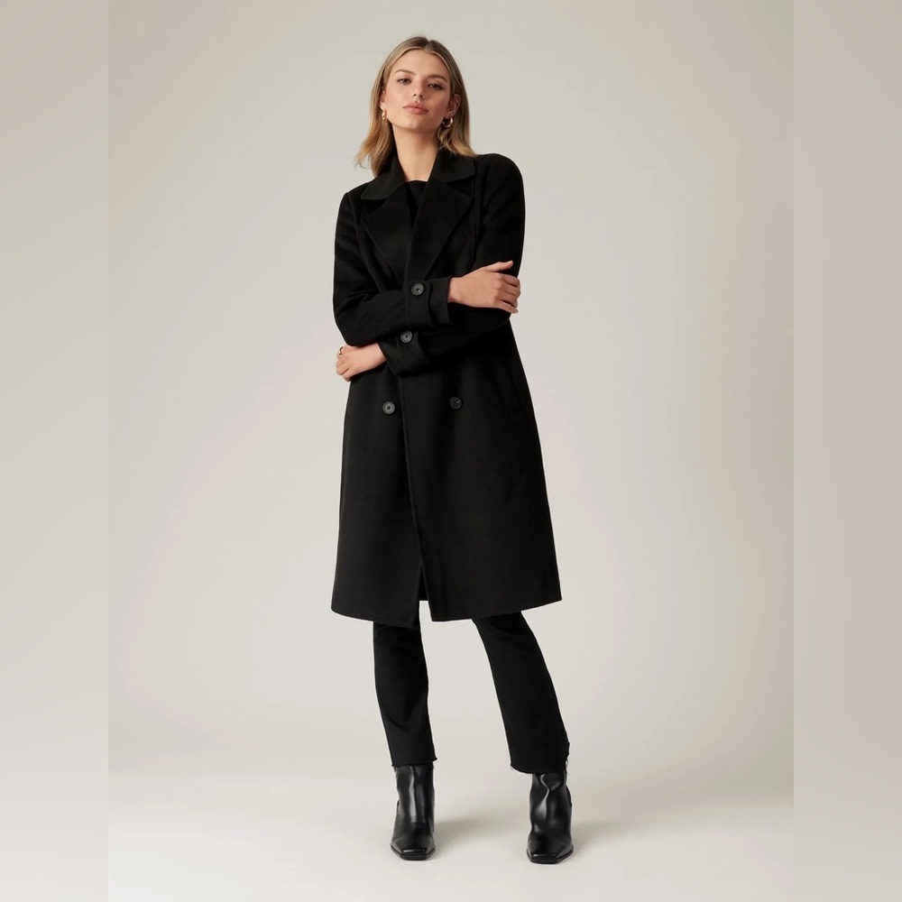 Ever New black pea coat Hand stitched, size 2 warm beautiful coat! Jane Felled